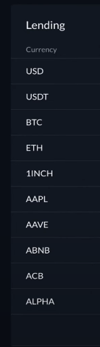 Currencies for margin lending on FTX