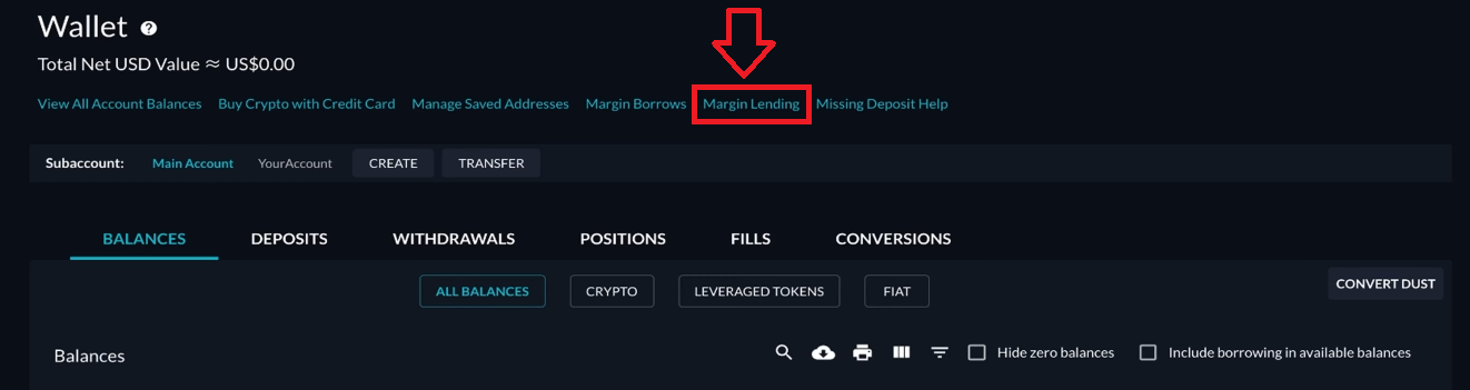 Margin lending on FTX