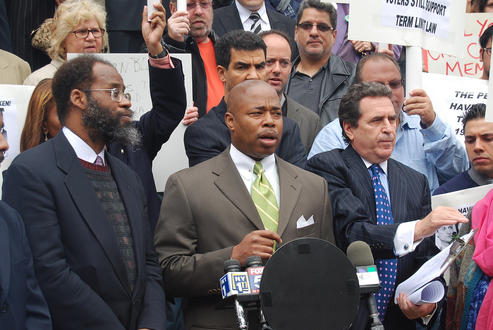 Mayor Eric Adams speaking at a rally