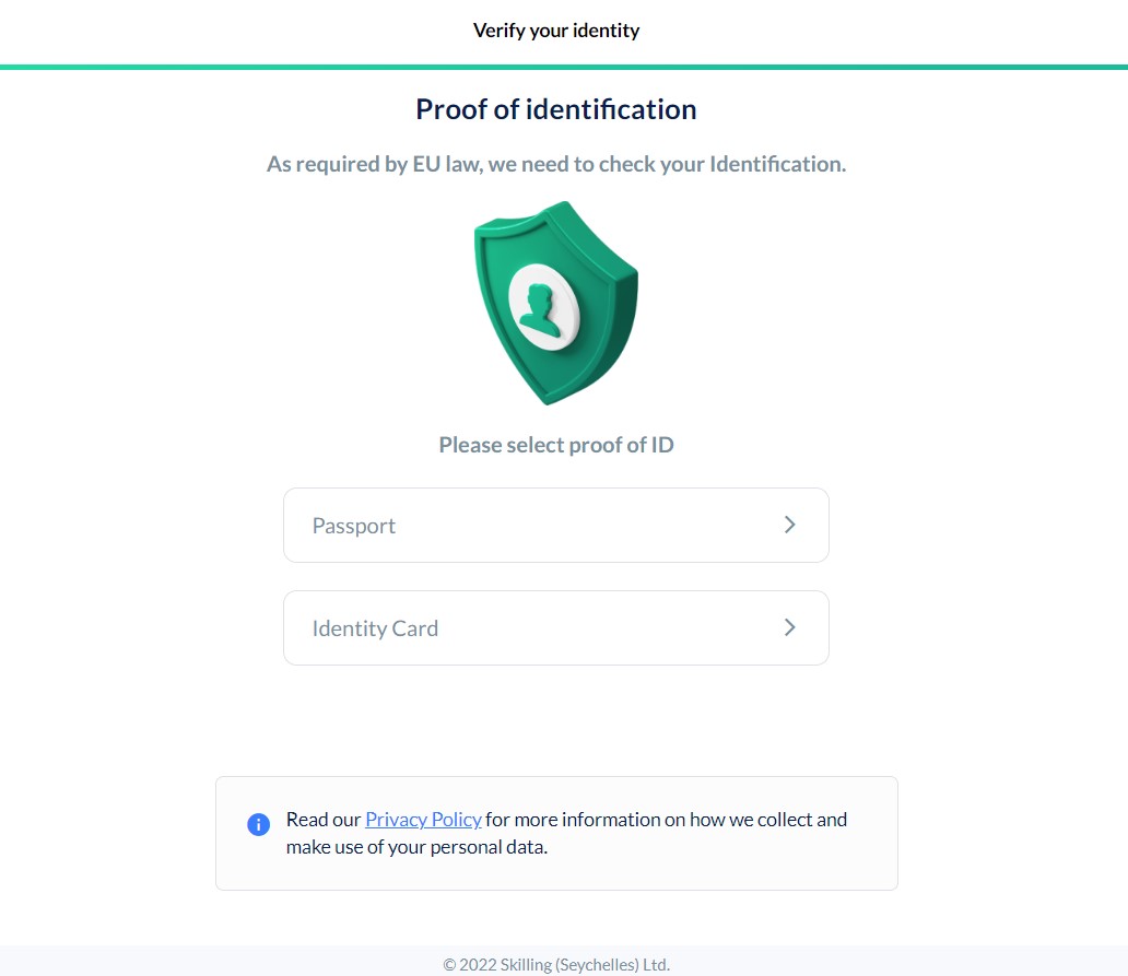 Buying dogecoin on Skilling verification
