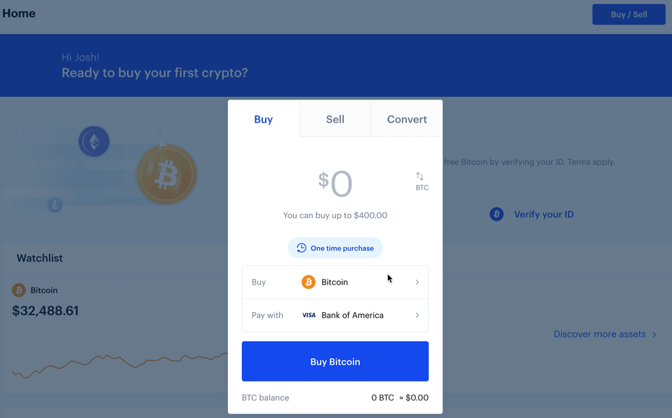 Coinbase step4 buy Bitcoin