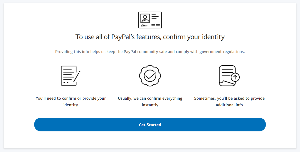PayPal Step 3 Verify account