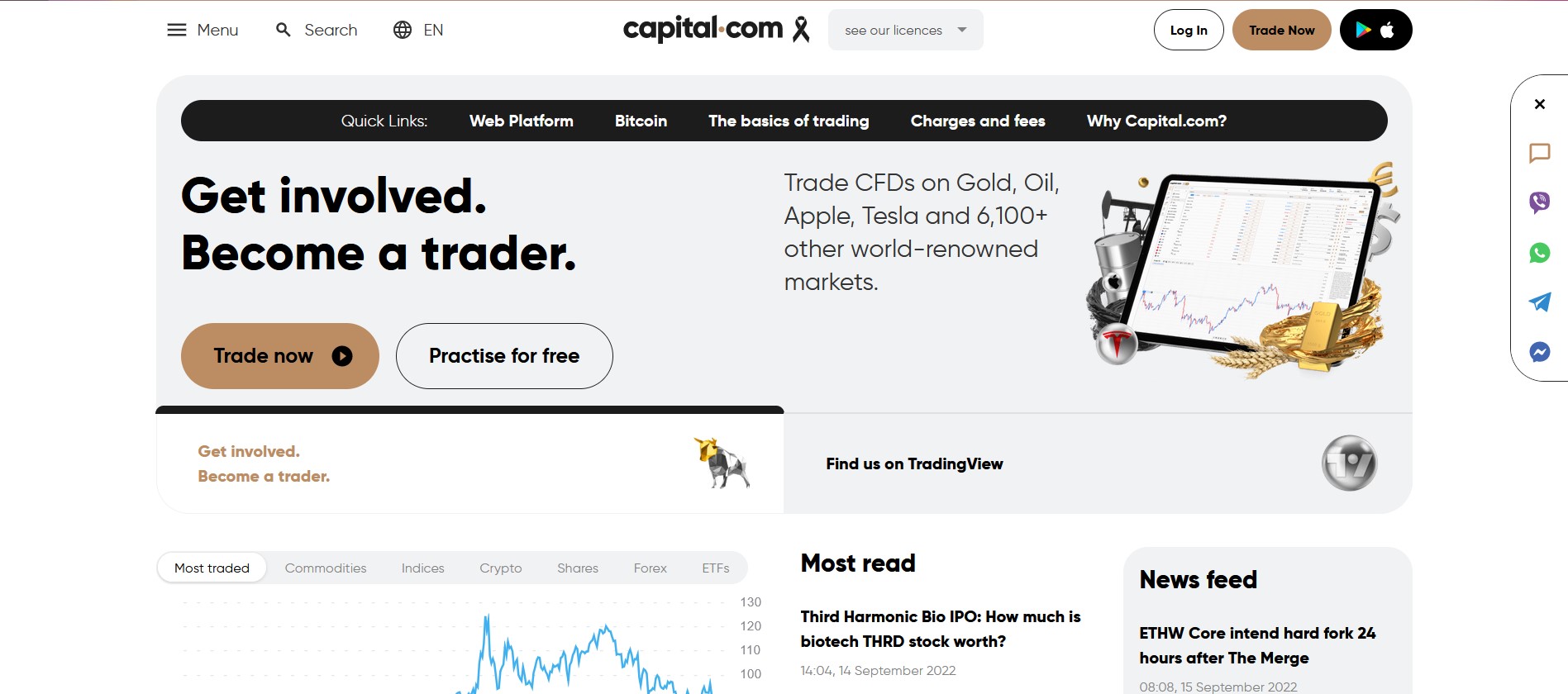 Página inicial da Capital.com
